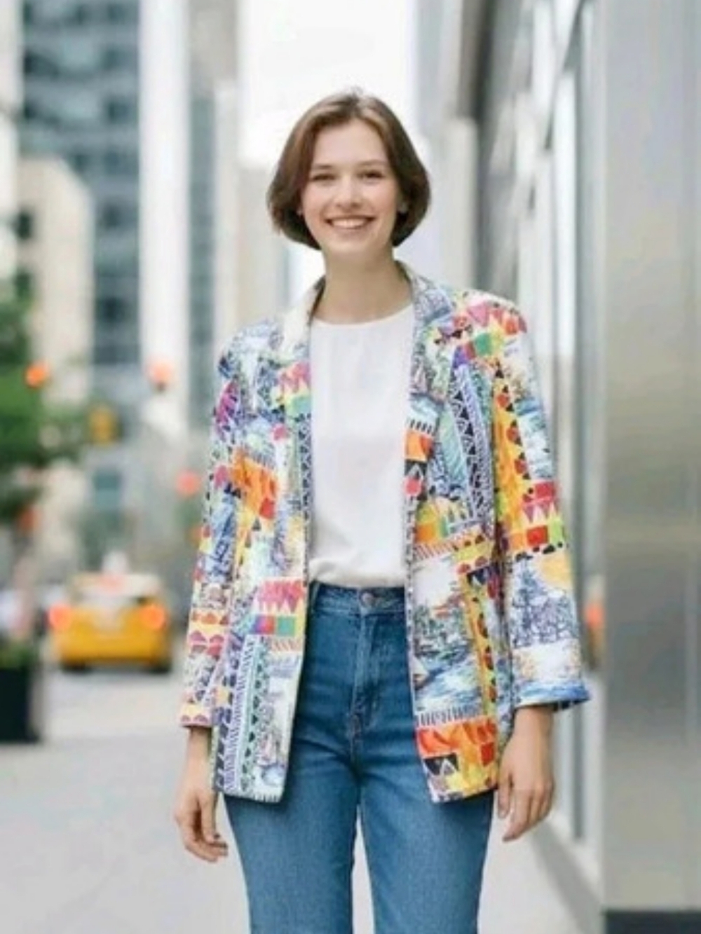 Harvé Benard by Benard Holtzman Geometric Blazer in Multicolor